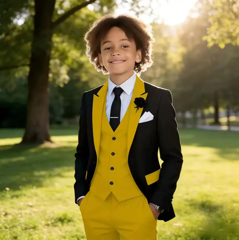 3 Pieces Jacket Vest Pants Kids Clothes 2-16T Elegant Children's Tuxedo Wedding