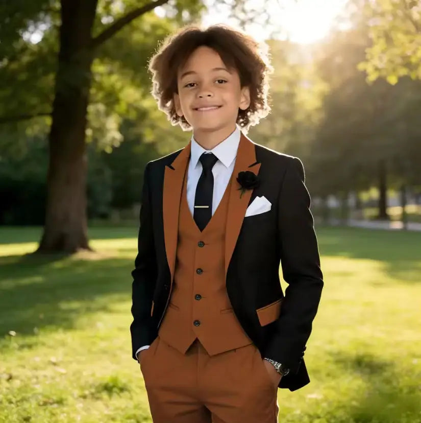 3 Pieces Jacket Vest Pants Kids Clothes 2-16T Elegant Children's Tuxedo Wedding
