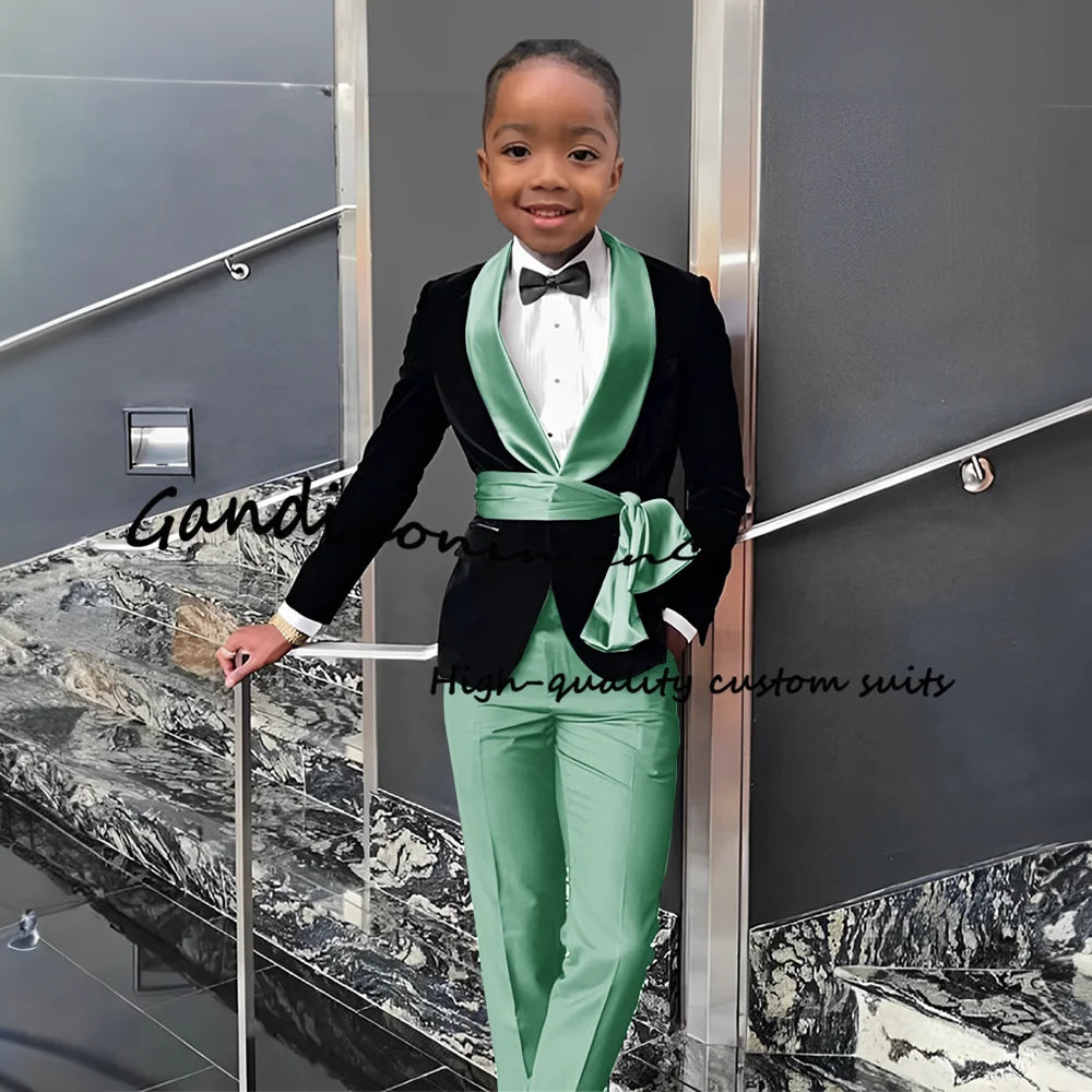 2 Piece Set Velvet Black formal  Outffit Wedding Customized Blazer