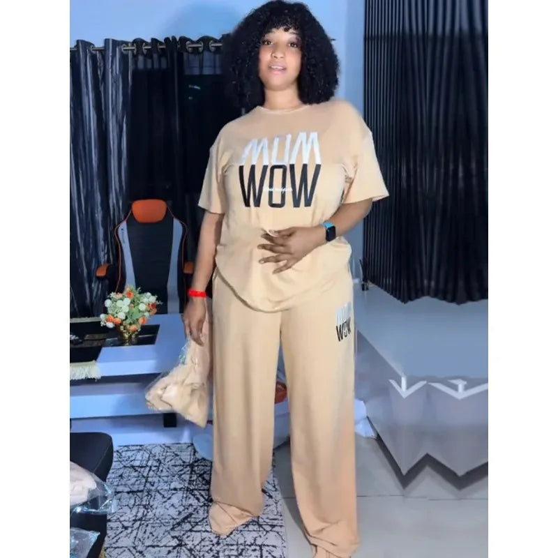 2 Pieces Women's Sets  Suit Short Sleeve Tops And Pants Suits Two Piece Set Tracksuit Outfit