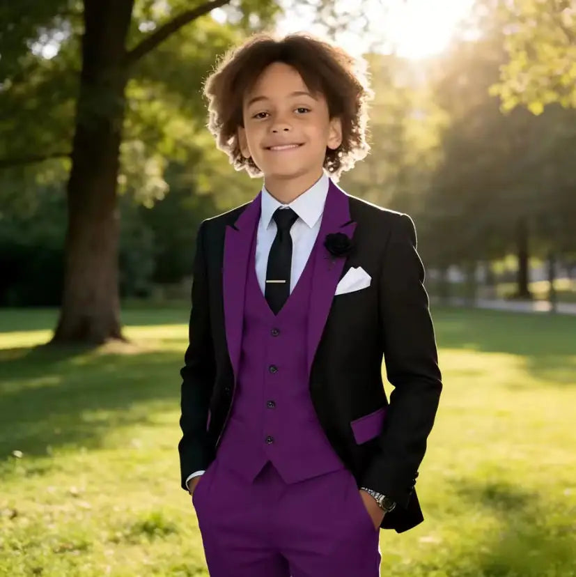 3 Pieces Jacket Vest Pants Kids Clothes 2-16T Elegant Children's Tuxedo Wedding