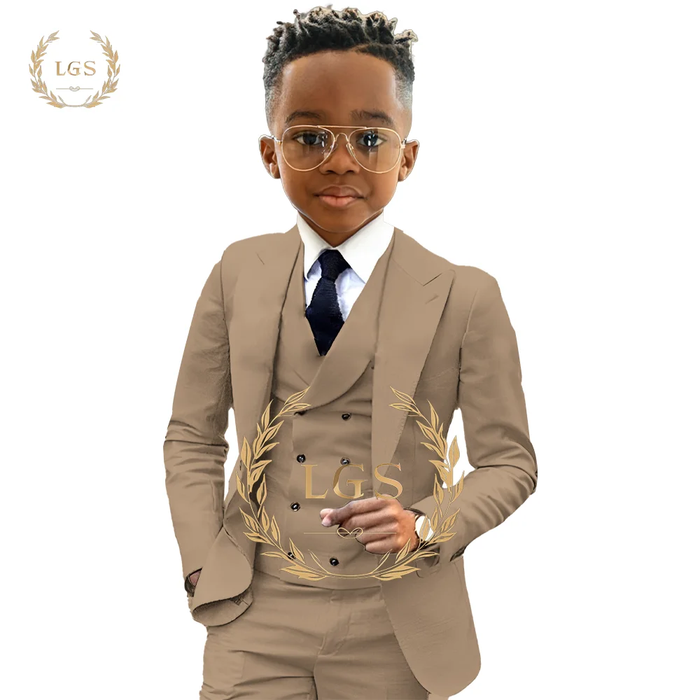 Boys 2~16 Years Old Blazer, Trousers and Vest 3-Piece Tuxedo Wedding
