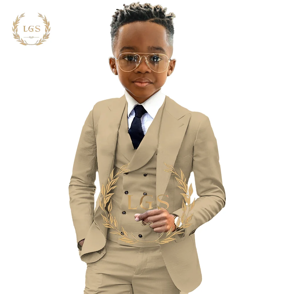 Boys 2~16 Years Old Blazer, Trousers and Vest 3-Piece Tuxedo Wedding