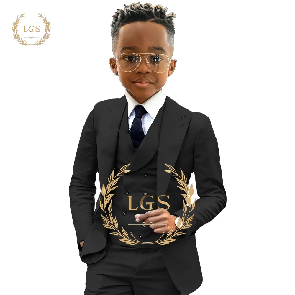 Boys 2~16 Years Old Blazer, Trousers and Vest 3-Piece Tuxedo Wedding