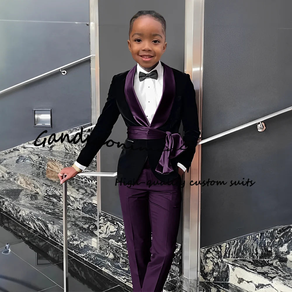 2 Piece Set Velvet Black formal  Outffit Wedding Customized Blazer