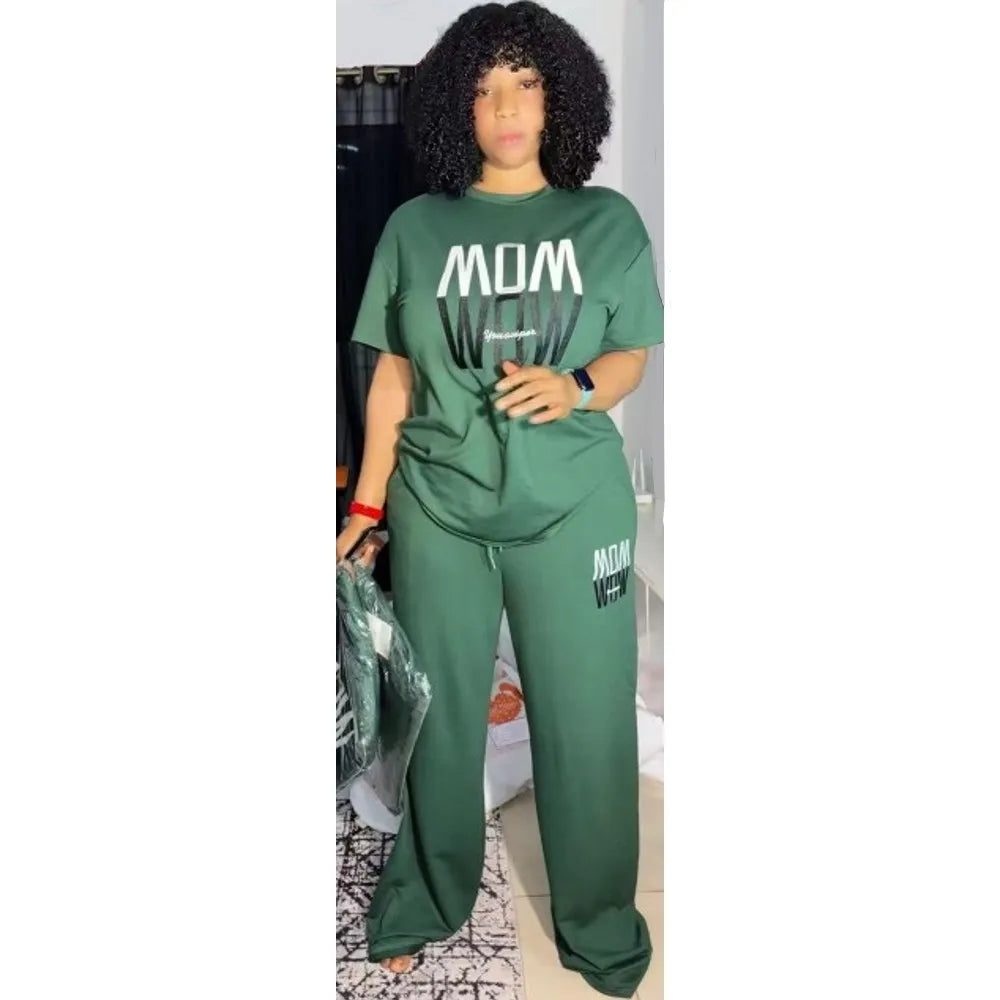 2 Pieces Women's Sets  Suit Short Sleeve Tops And Pants Suits Two Piece Set Tracksuit Outfit