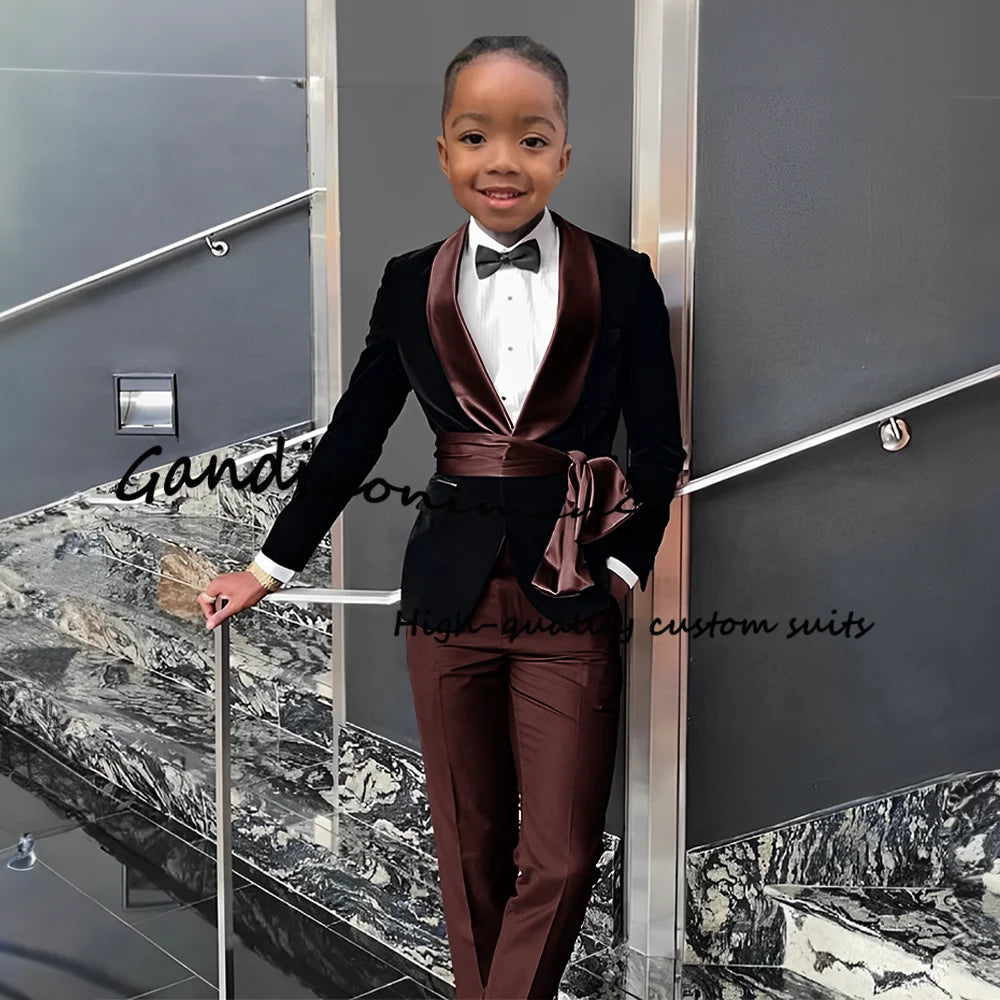 2 Piece Set Velvet Black formal  Outffit Wedding Customized Blazer