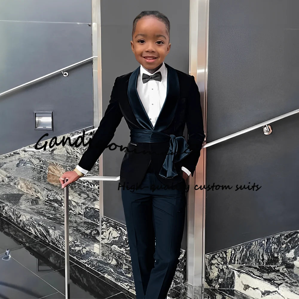 2 Piece Set Velvet Black formal  Outffit Wedding Customized Blazer