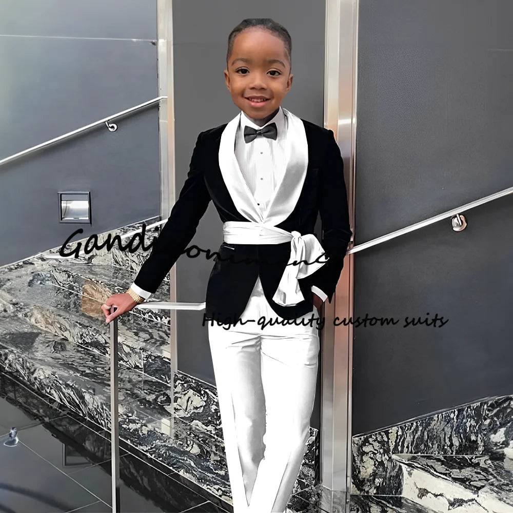 2 Piece Set Velvet Black formal  Outffit Wedding Customized Blazer