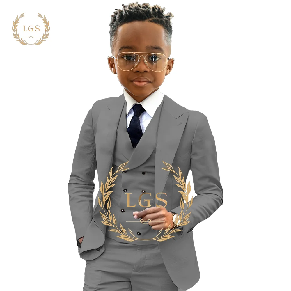 Boys 2~16 Years Old Blazer, Trousers and Vest 3-Piece Tuxedo Wedding