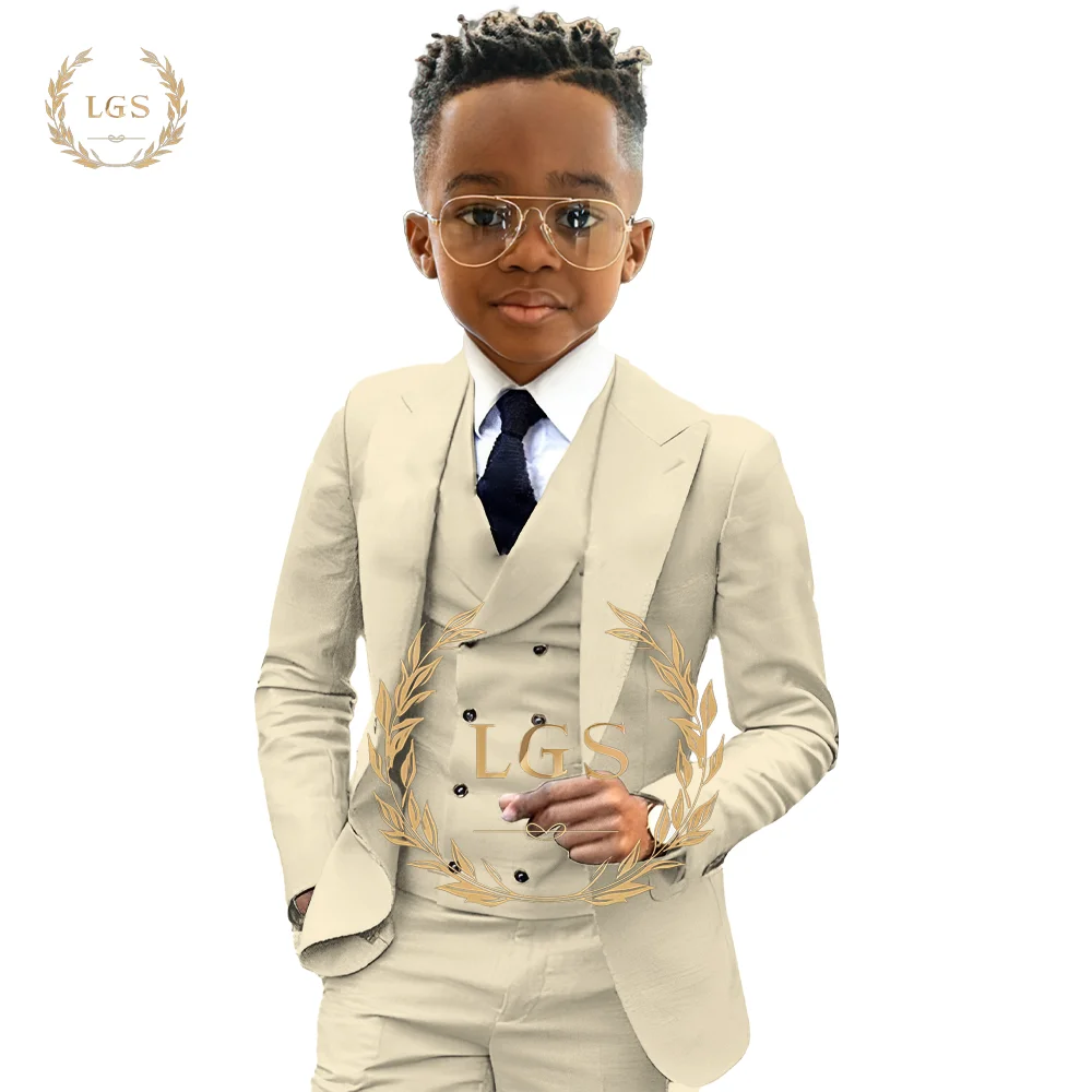 Boys 2~16 Years Old Blazer, Trousers and Vest 3-Piece Tuxedo Wedding