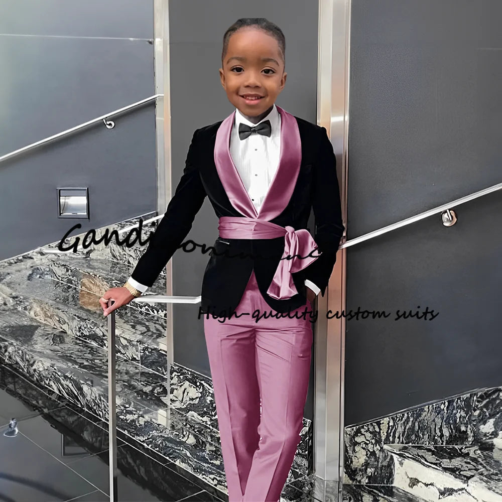 2 Piece Set Velvet Black formal  Outffit Wedding Customized Blazer