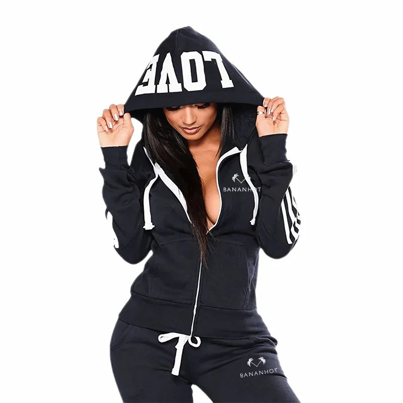 Jogging Casual  Fashion Women's Two-piece Set Suit Comfortable Zipper Daily Outdoors Hoodie
