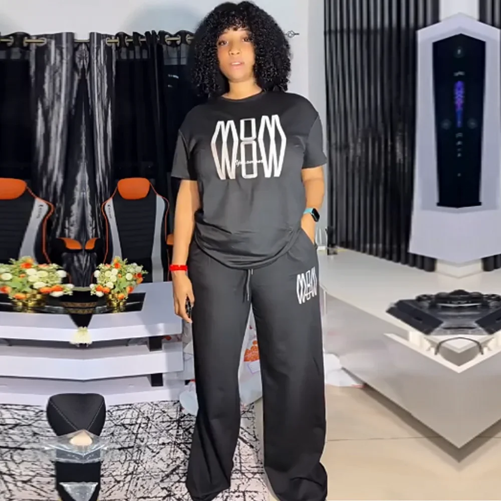 2 Pieces Women's Sets  Suit Short Sleeve Tops And Pants Suits Two Piece Set Tracksuit Outfit