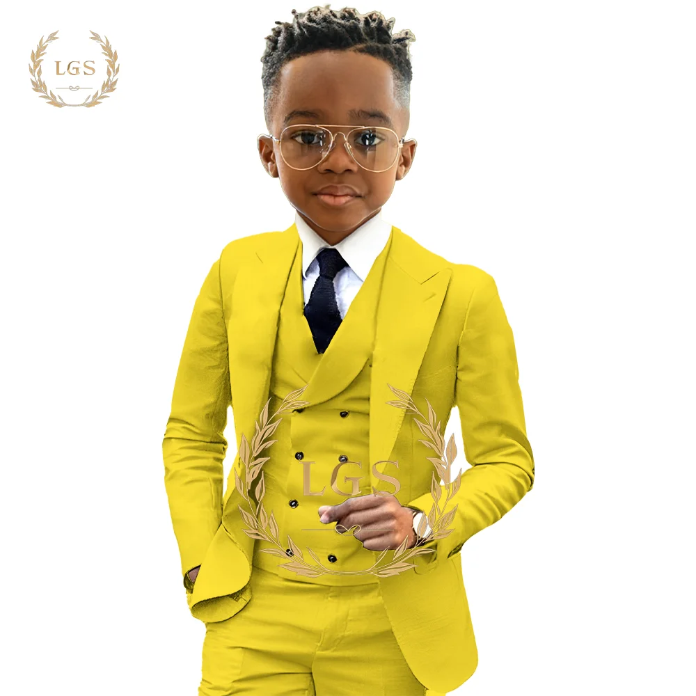 Boys 2~16 Years Old Blazer, Trousers and Vest 3-Piece Tuxedo Wedding