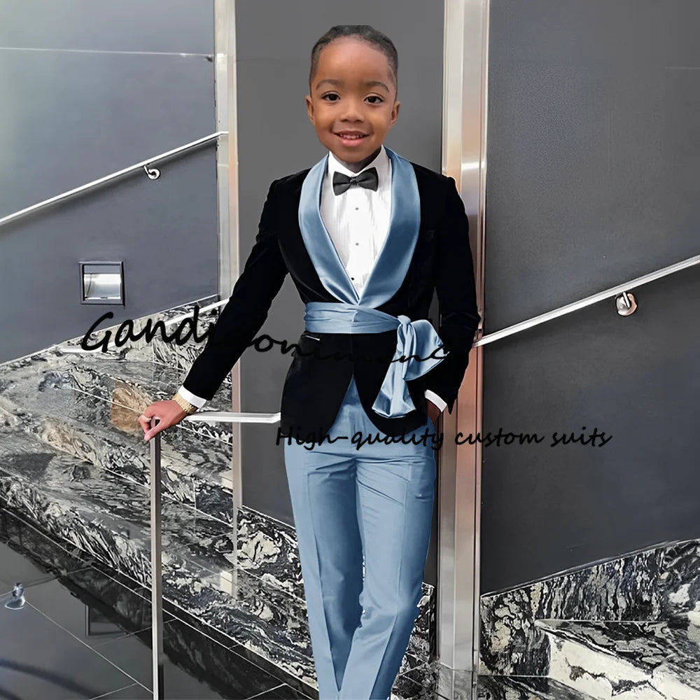 2 Piece Set Velvet Black formal  Outffit Wedding Customized Blazer
