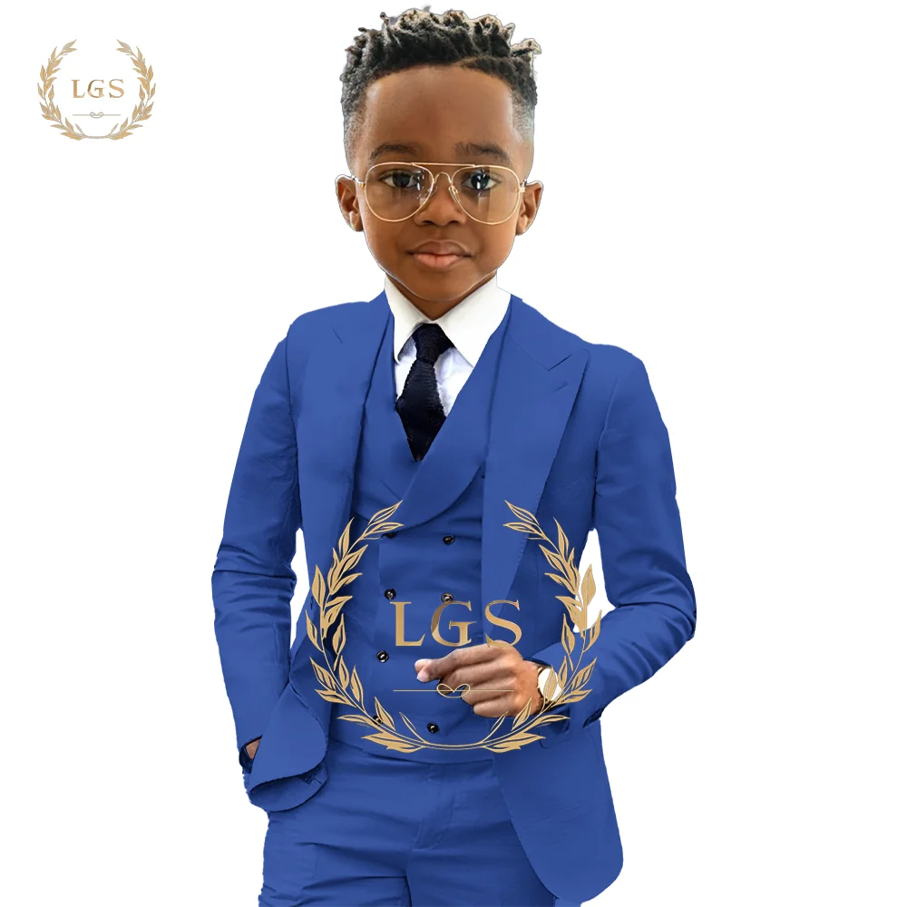 Boys 2~16 Years Old Blazer, Trousers and Vest 3-Piece Tuxedo Wedding