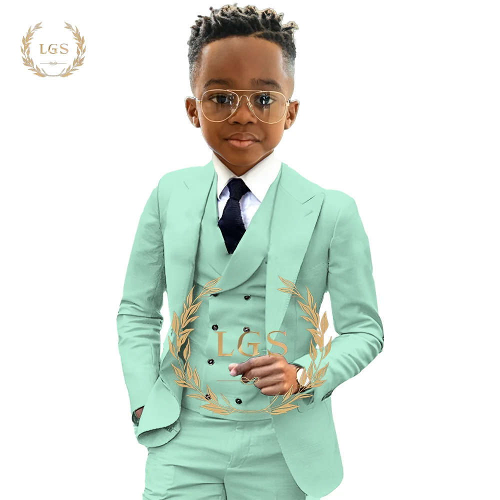Boys 2~16 Years Old Blazer, Trousers and Vest 3-Piece Tuxedo Wedding