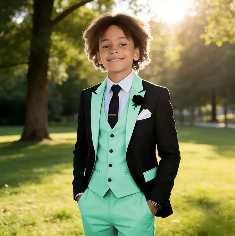 3 Pieces Jacket Vest Pants Kids Clothes 2-16T Elegant Children's Tuxedo Wedding