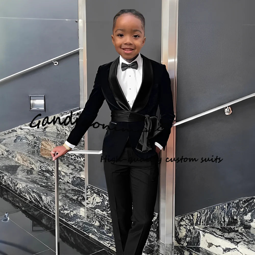 2 Piece Set Velvet Black formal  Outffit Wedding Customized Blazer