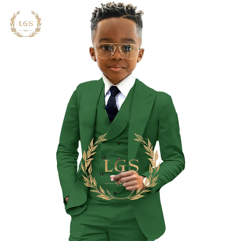 Boys 2~16 Years Old Blazer, Trousers and Vest 3-Piece Tuxedo Wedding