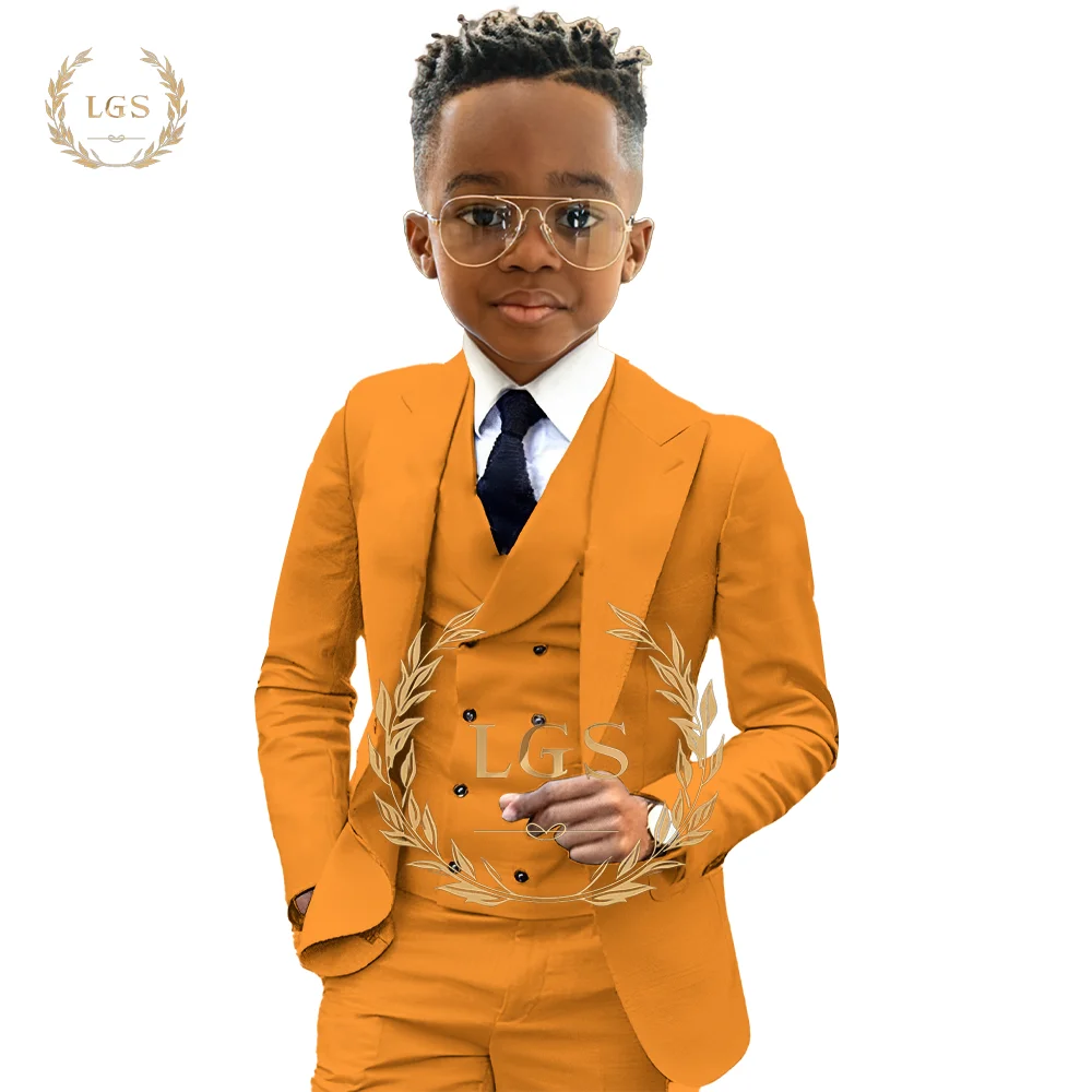 Boys 2~16 Years Old Blazer, Trousers and Vest 3-Piece Tuxedo Wedding