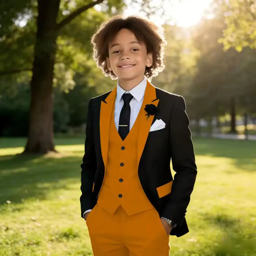 3 Pieces Jacket Vest Pants Kids Clothes 2-16T Elegant Children's Tuxedo Wedding