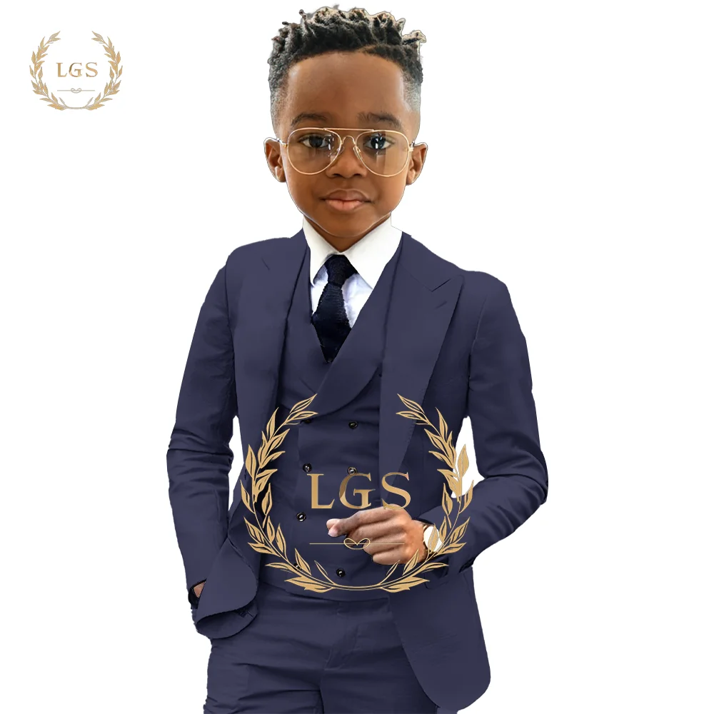 Boys 2~16 Years Old Blazer, Trousers and Vest 3-Piece Tuxedo Wedding