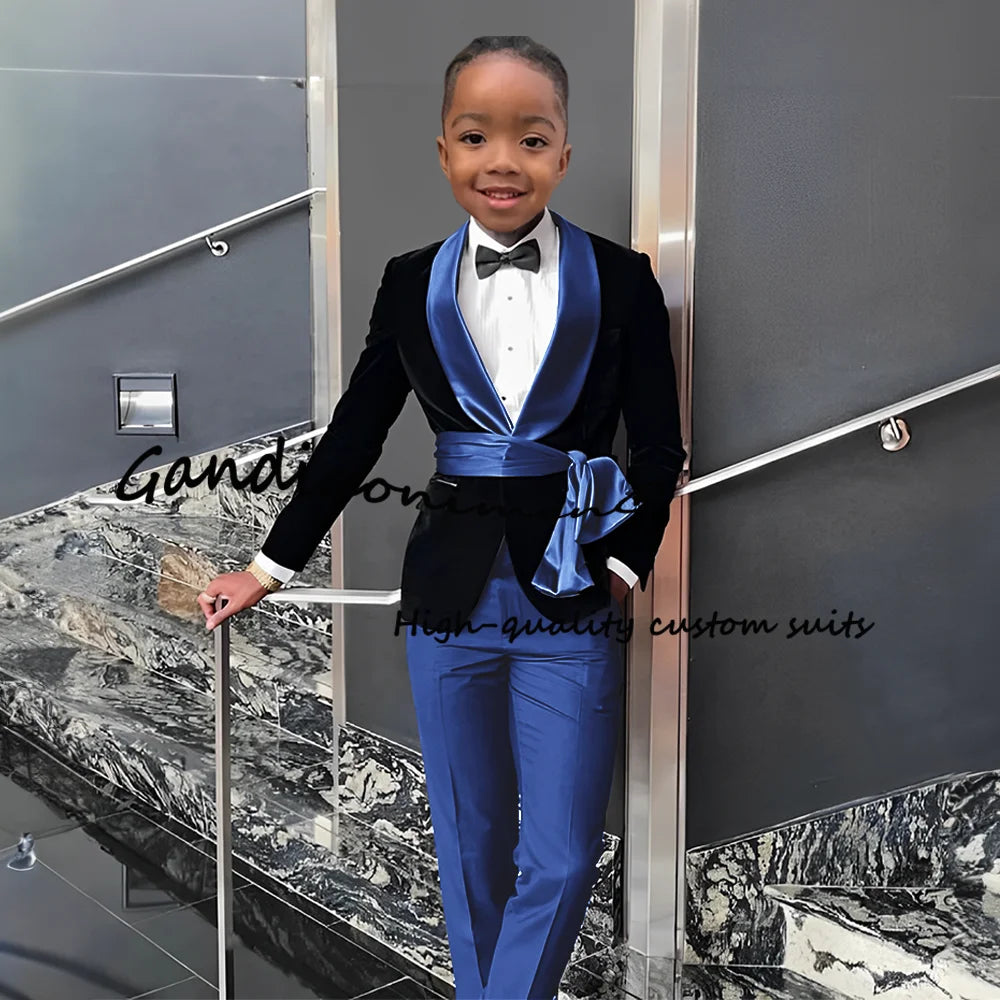 2 Piece Set Velvet Black formal  Outffit Wedding Customized Blazer