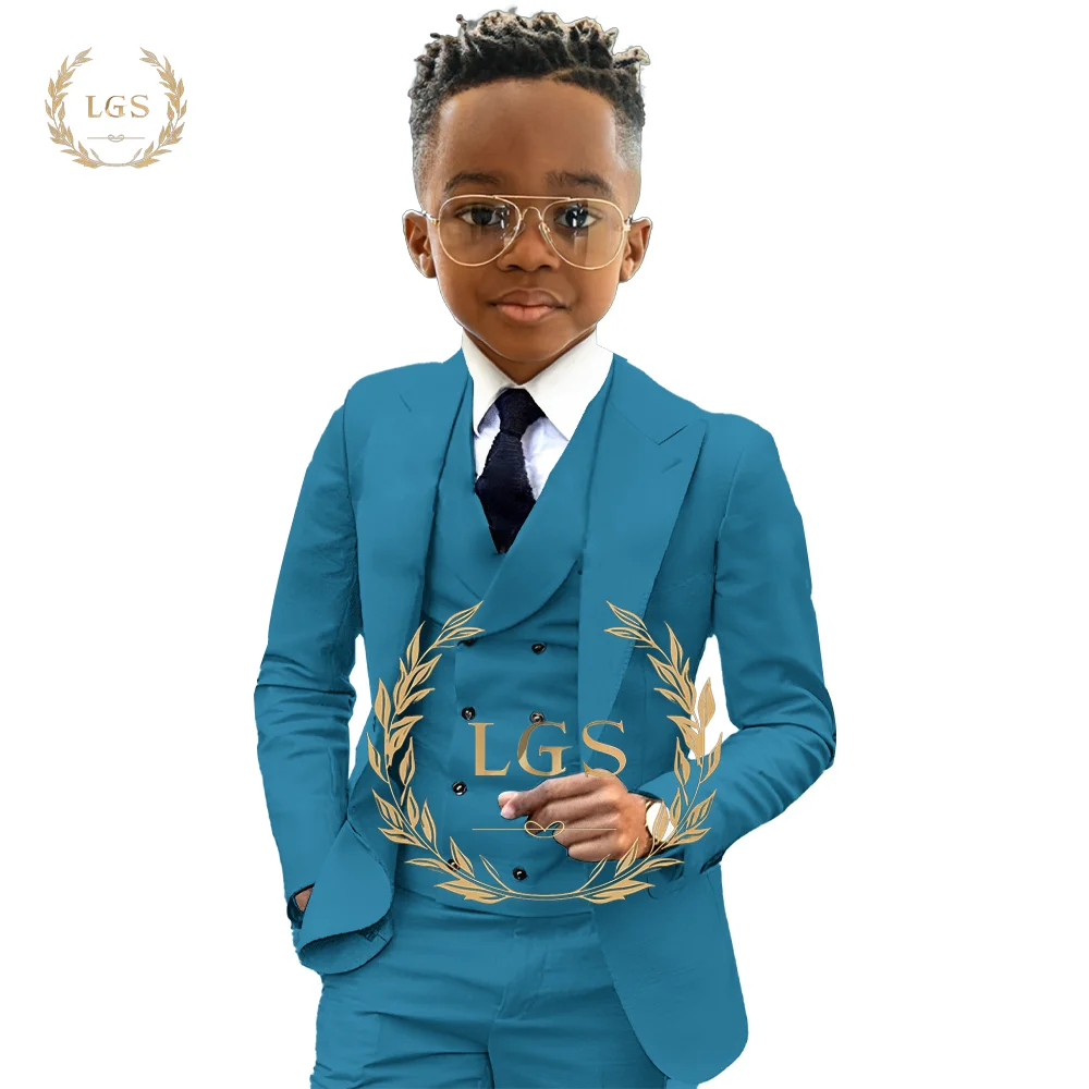 Boys 2~16 Years Old Blazer, Trousers and Vest 3-Piece Tuxedo Wedding