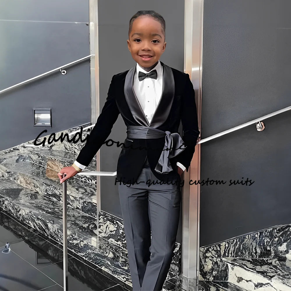 2 Piece Set Velvet Black formal  Outffit Wedding Customized Blazer
