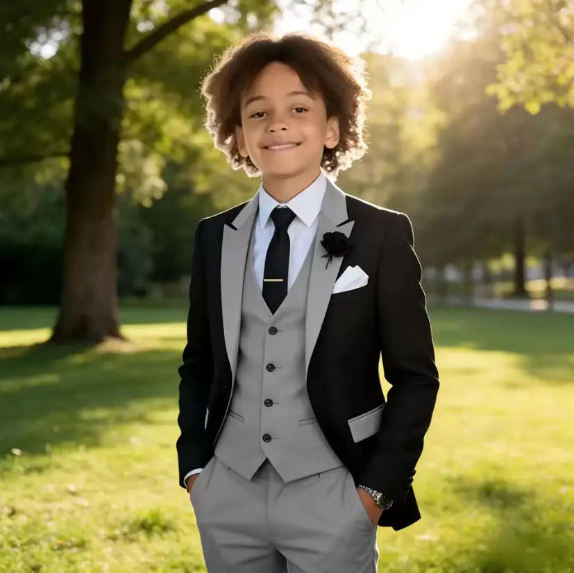 3 Pieces Jacket Vest Pants Kids Clothes 2-16T Elegant Children's Tuxedo Wedding
