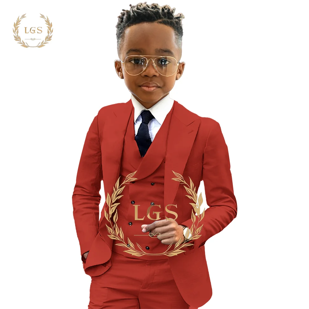Boys 2~16 Years Old Blazer, Trousers and Vest 3-Piece Tuxedo Wedding