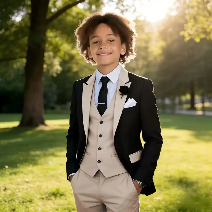 3 Pieces Jacket Vest Pants Kids Clothes 2-16T Elegant Children's Tuxedo Wedding